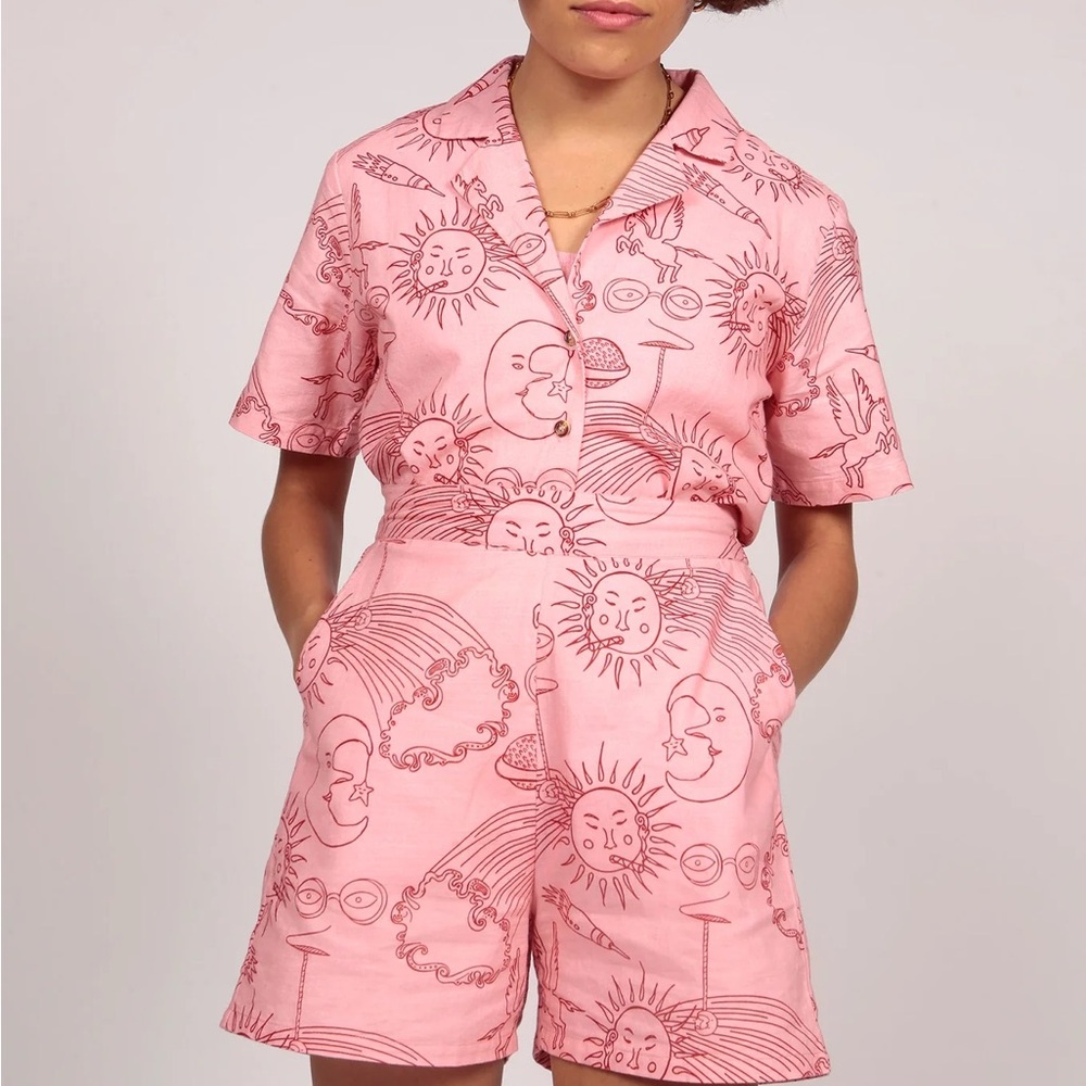 Funky Design Button short sleeve Top